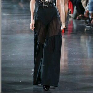 Mugler Black Wide Leg Pants - Spring 2018 Runway Collection